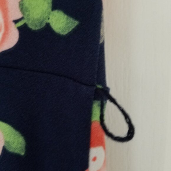 Charter Club Pleated Scoop Neckline Navy Coral Flowered Dress Cap Slv Sz 18 NWT - Picture 7 of 15